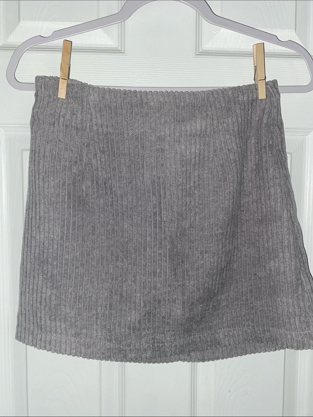 Lulu's Light Gray Ribbed Knit Mini Skirt